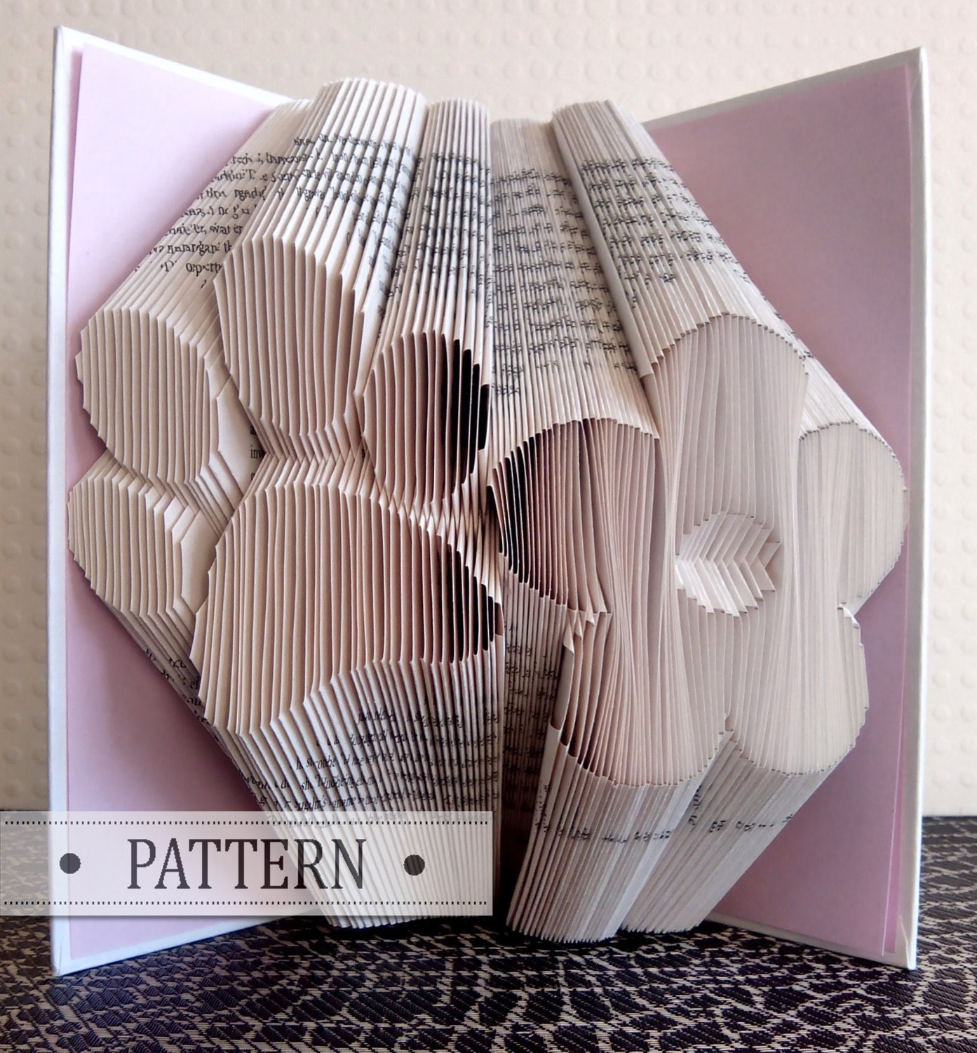 Book Folding Pattern with FREE TUTORIAL - Paw print + Flower - Book Folding  Templates - Dog Lovers - Handmade - Girlfriend Gift Regarding Folded Book Art Templates