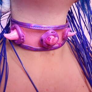 Bubblegum dragon horn tie up choker
