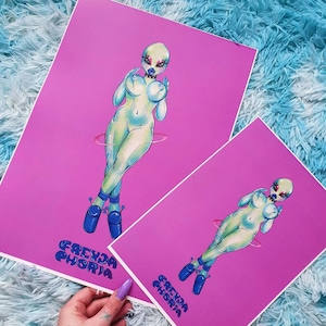 Intergalactic blowup doll print