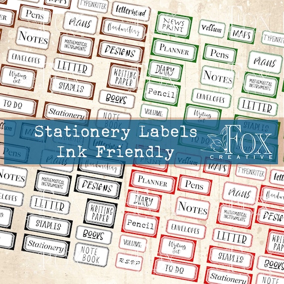 Simple Stationery Labels ink Friendly Versions DIGI20 57 Etsy UK