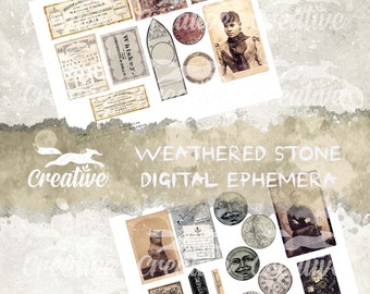 Weathered Stone, Random Digital Ephemera Mix, Digital Kit, DIGI21 64