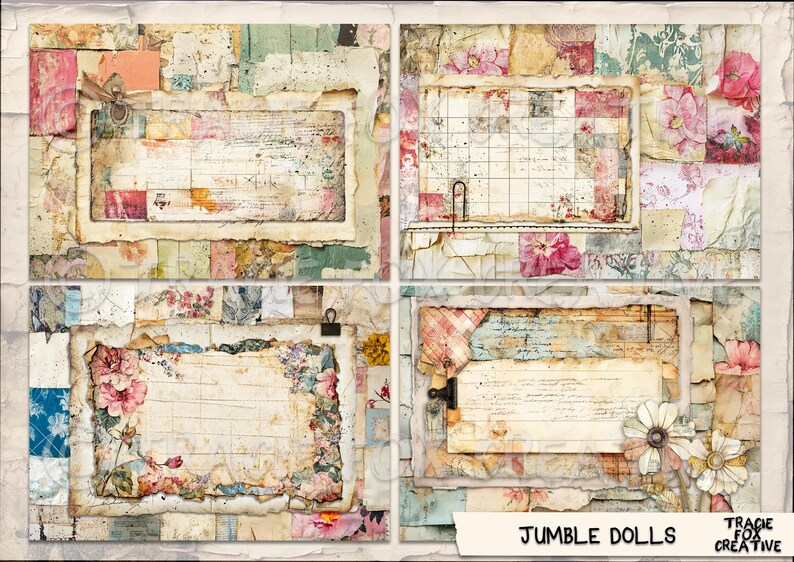 Jumbly Dolls Digital Journal Kit: Vintage Ephemera, Collage Paper ...