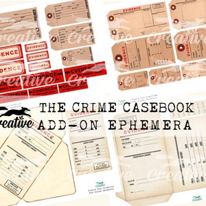 The CRIME CASEBOOK: extra tijdelijke misdaad/sherlock-thema, afdrukbaar plakboek/tijdschrift kortstondig, DIGI23 05 A4-papier