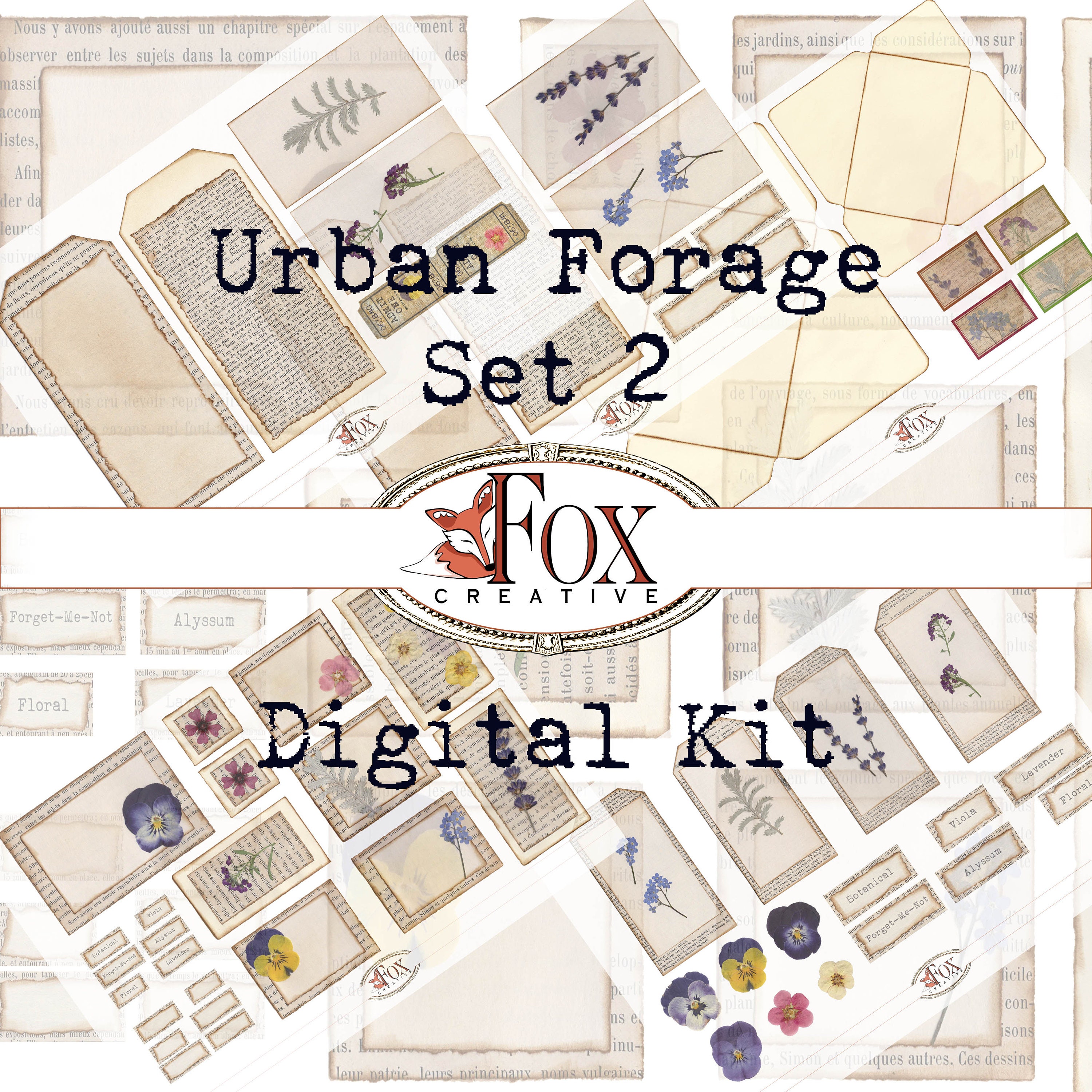 Urban Forage Set 2, Digital Tags and Pressed Flower Embellishments DI…