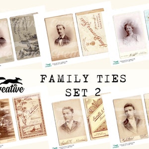 GEZINSBINDEN set twee, digitale vintage portretten voor tijdschriften, afdrukbare kastkaarten, plakboek ephemera, digitale kit DIGI22 12