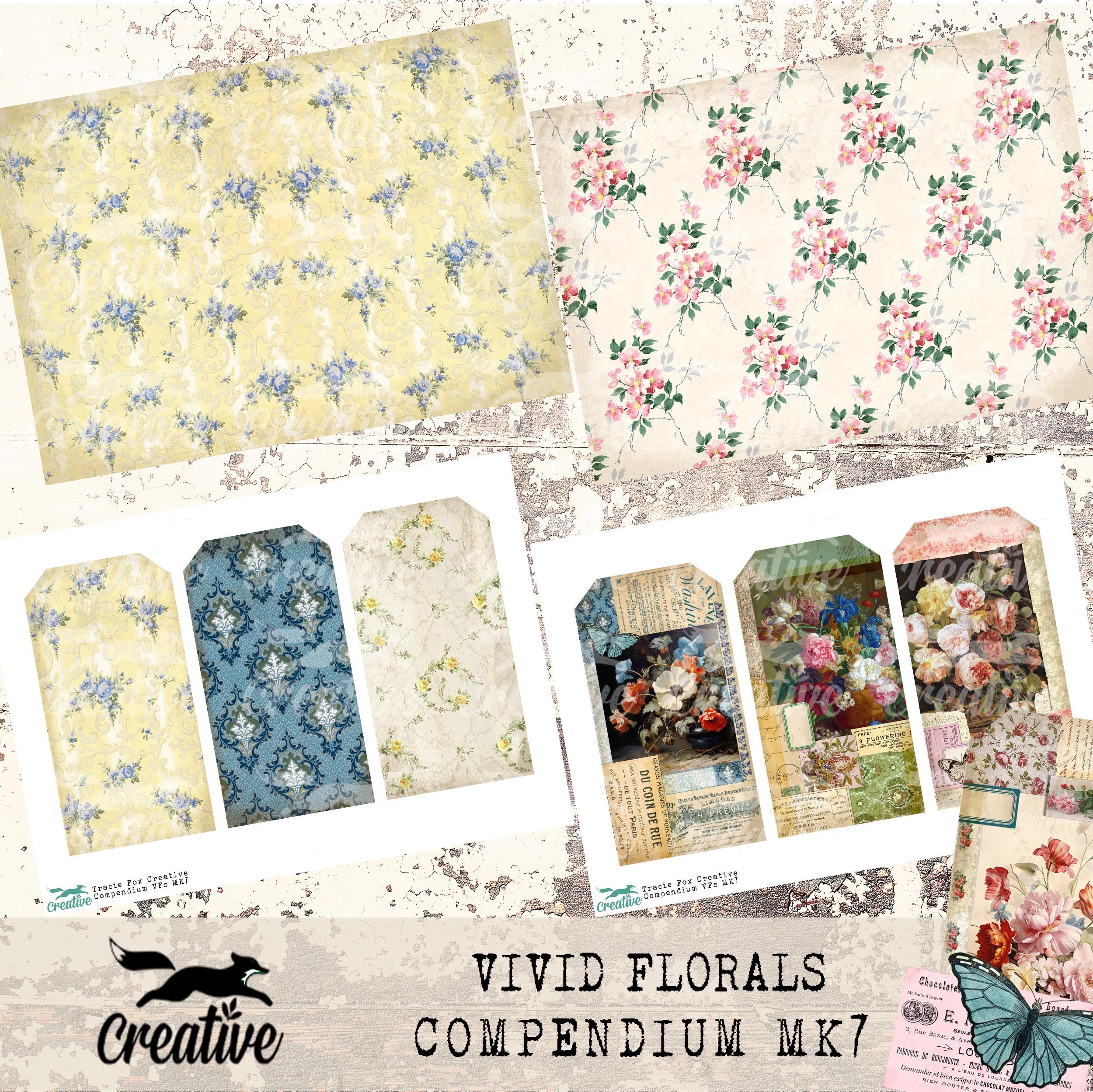 COMPENDIUM VIVID FLORALS MK7, Digital Journal Kit, Printable Scrapbook ...