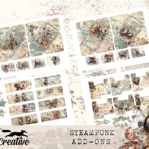 STEAMPUNK Add-Ons, Digital Journal Kit, Scrapbook Printable Ephemera DIGI23 28