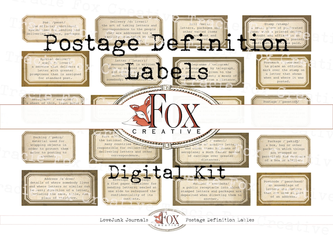 Postage Themed Definition Labels Digital Labels. DIGI19 92 Etsy