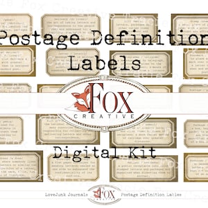 Etiquetas con temática de franqueo, kit de etiquetas digitales para diario/álbum de recortes. DIGI19 92
