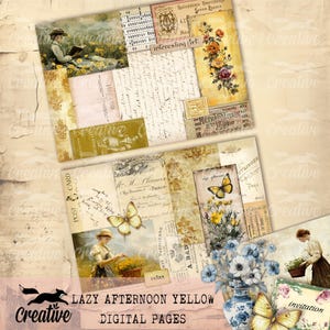 TARDE PEREZOSA Amarilla, Papeles para diario/scrapbooking, Kit digital, DIGI25 10