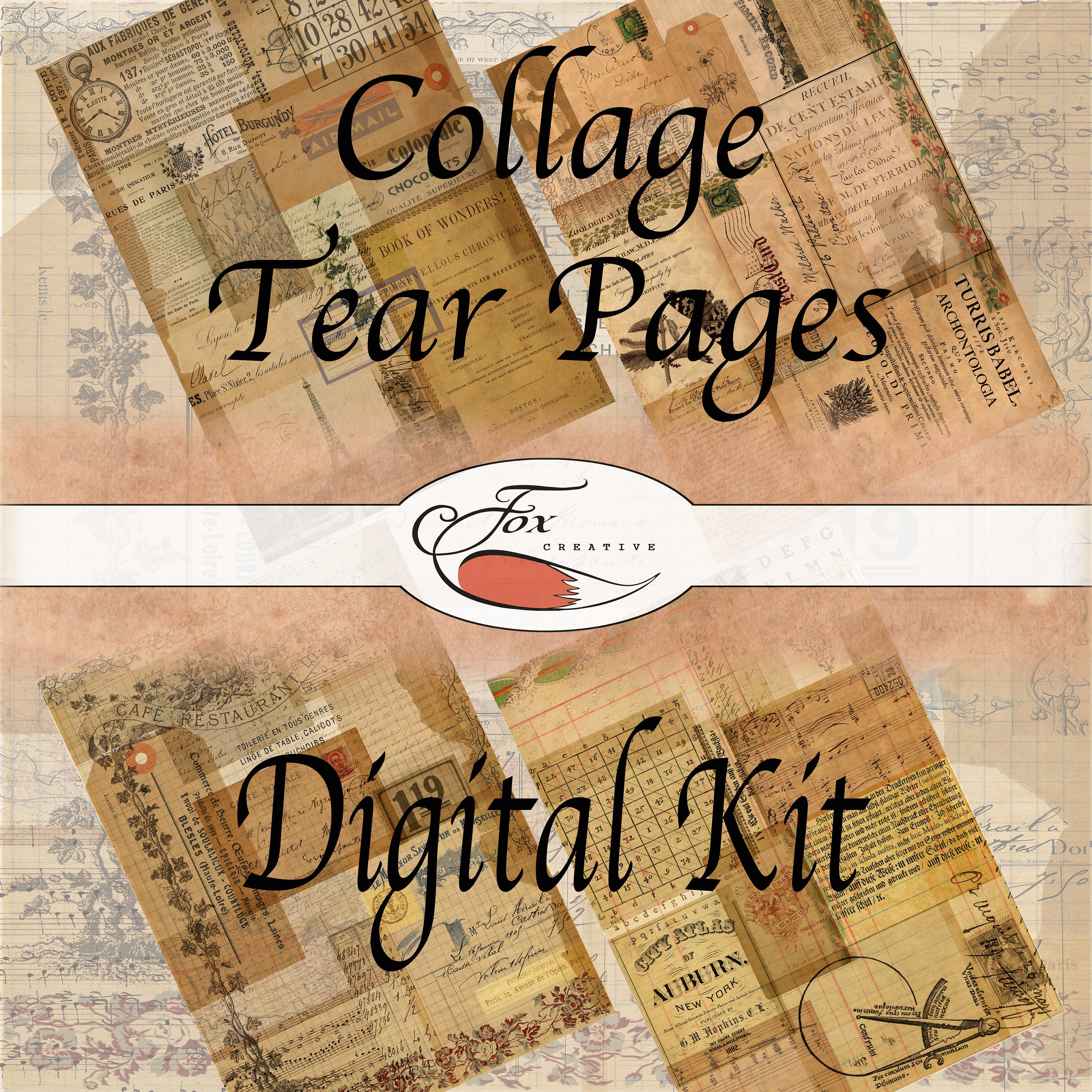 Collage Digital Papers.  Tear Sheets. DIGI19 69