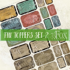 TIN TOPPERS Etc Set 2, Digital Kit, DIY Gift Idea, Junk Journal/Scrapbook Kit, Vintage Tin Tags, DIGI20 51
