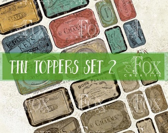 Tin Toppers Etc Set 2, Digital Kit, Junk Journals, Vintage Tin Tags, DIGI20 51