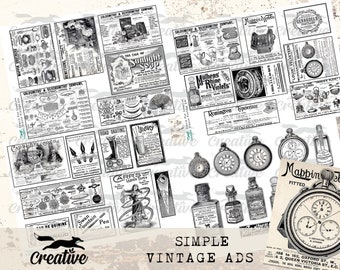 SIMPLE Vintage Ads, Digital Journal Kit, Printable Scrapbook Ephemera, Digital Vintage Advertisements DIGI23 21