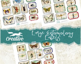 Large ENTOMOLOGY LABELS, Digital Label, journal Kit DIGI21 35