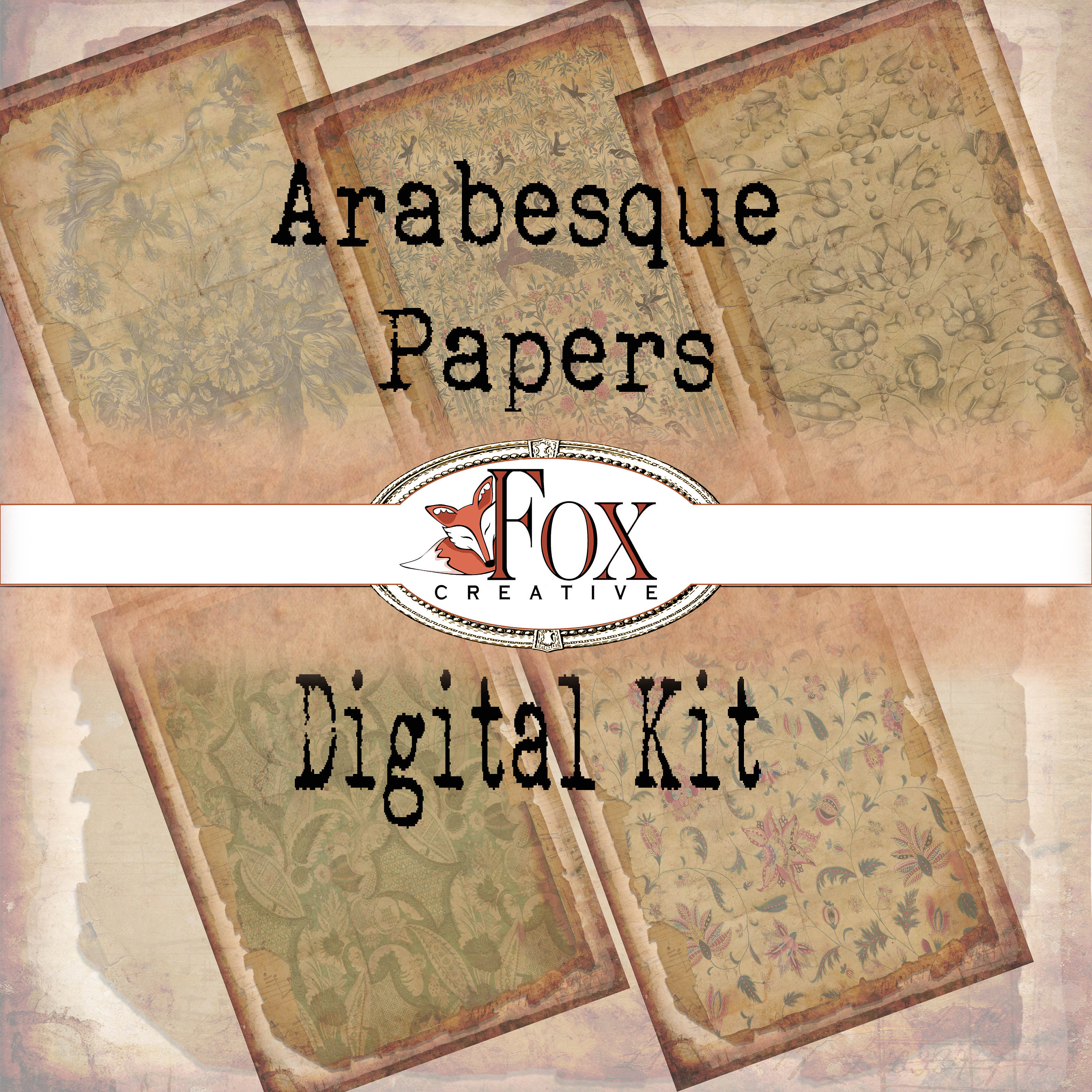 Grungy Layered Pattern Papers Digital Kit (Arabesque) DIGI19 05