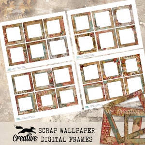 Molduras para papel de parede Scrap, diários digitais/kit de scrapbooking, itens digitais DIGI24 29B