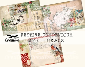 COMPENDIUM MK5 FESTIVE,  Compendium Digital journal kit, Christmas Collage, Printable Scrapbook Papers DIGI22 42