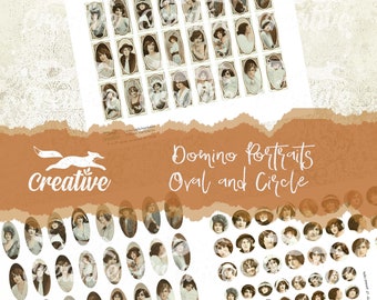 Domino Portraits: Vintage Portraits Domino, Oval and Circles, DIGI21 54