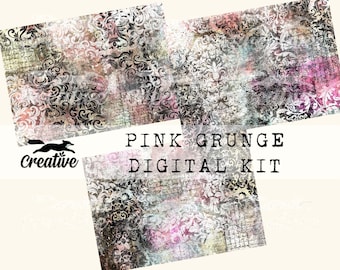 PINK GRUNGE, Digital journal Papers and Tags, Textured Painted Papers, Scrapbook Paper Printable DIGI22 28