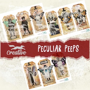 PECULIAR PEEPS. Layered Tag Journal Kit, Strange and Quirky Digital Scrapbook Ephemera. DIGI21 29