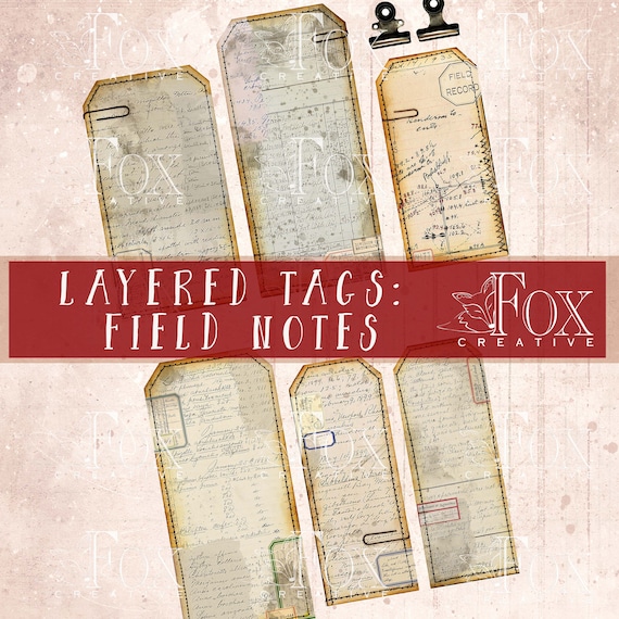 LAYERED TAGS - Field Notes Digital Journal Kit, Layered Tags, Scrapbook Printable DIGI20 54