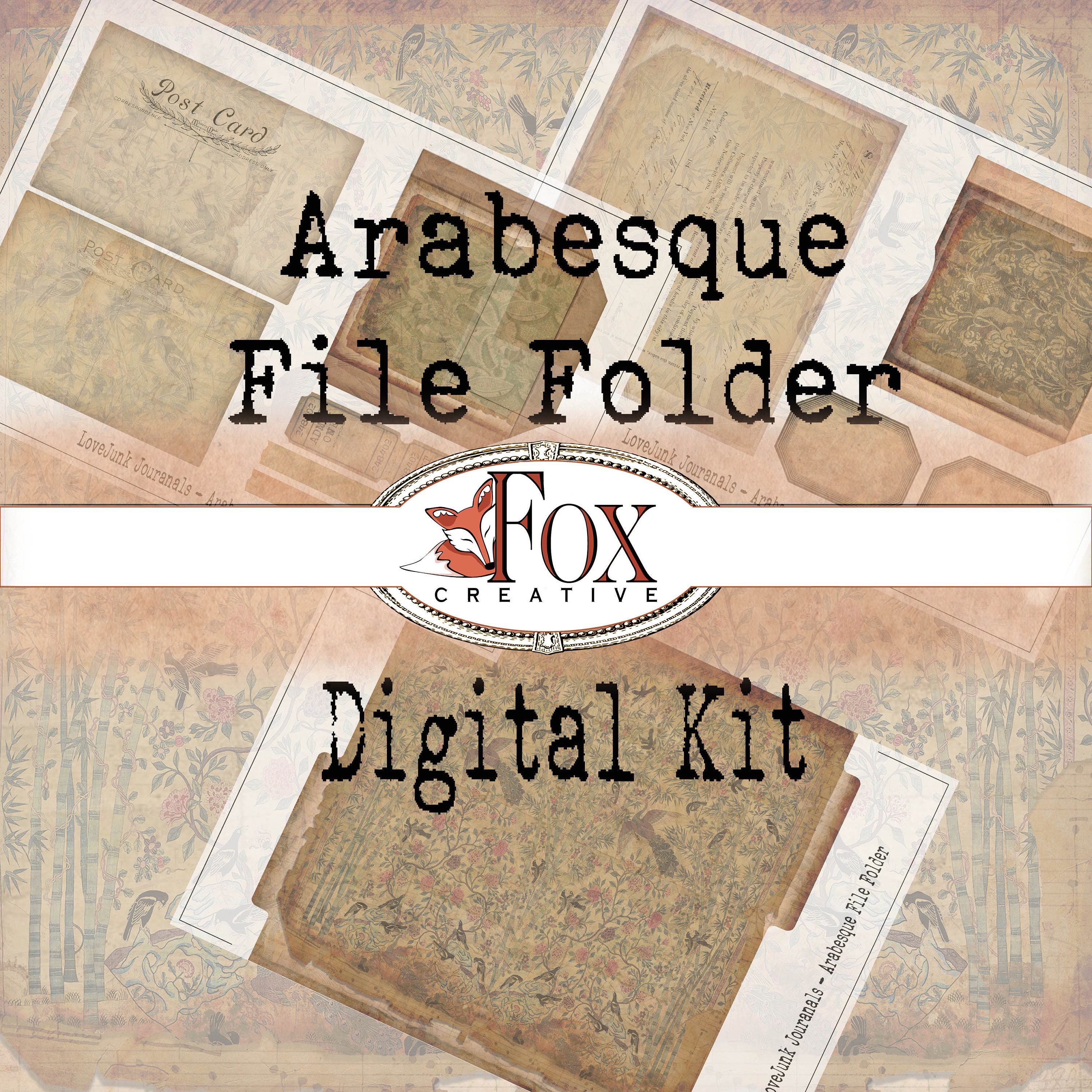 Grungy Layered Pattern File Folder Digital Kit  (Arabesque) DIGI19 06