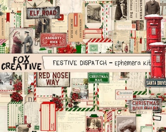 Festive Dispatch Ephemera | Christmas Postal Printable Journal | Vintage Holiday Scrapbook Papers DIGI25 47