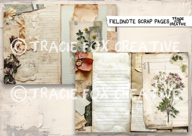Scrap Notes.pdf Fieldnote Scrap Pages – Printable Junk Journal Kit (20 A4 Sheets ...