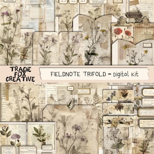 Kit digital de folio TRIFOLD FIELDNOTE / Diario imprimible efímero / Idea de regalo DIGI25 33