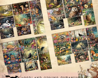 WOODLAND SPRING CREATURES, Digital Kit für Journal und Scrapbooking, DIGI25 06