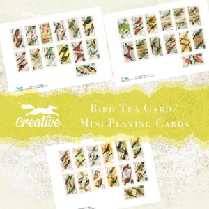 Carte à thé/mini cartes à jouer PRETTY BIRD, kit de journal numérique, DIGI21 53
