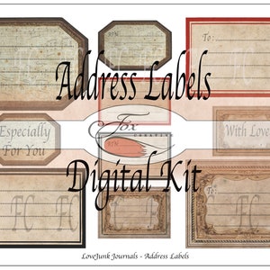 May include: A digital kit of vintage-style address labels with ornate frames and text that says "To:" and "With Love".