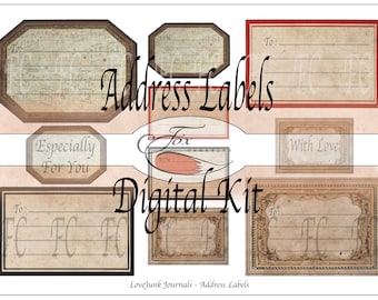 Digitale Adressetiketten, digitales Journal, Printable Scrapbook Ephemera DIGI19 77