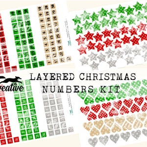 GELAAGDE KERSTNUMMERS, afdrukbare digitale dagboekkit, afdrukbare scrapbooking ephemera DIGI22 44
