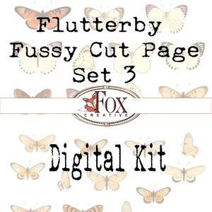 LOT de 3 images de papillons, pages aux coupes soignées, kit numérique Flutterby DIGI19 90