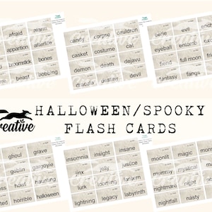 HALLOWEEN/SPOOKY, digitale woordflitskaarten, kortstondige afdrukbare plakboeken, vintage-stijl gamekaarten DIGI22 39