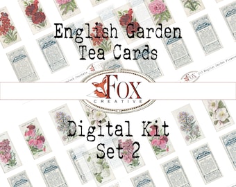 English Garden Flower Tea Cards/Cigarette Cards Set 2.  Digital Kit: Cards 26-50 DIGI19 25