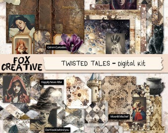 Twisted Tales Mini Junk Journal Kit, Märchen Printable, Fantasy Ephemera DIGI26 07