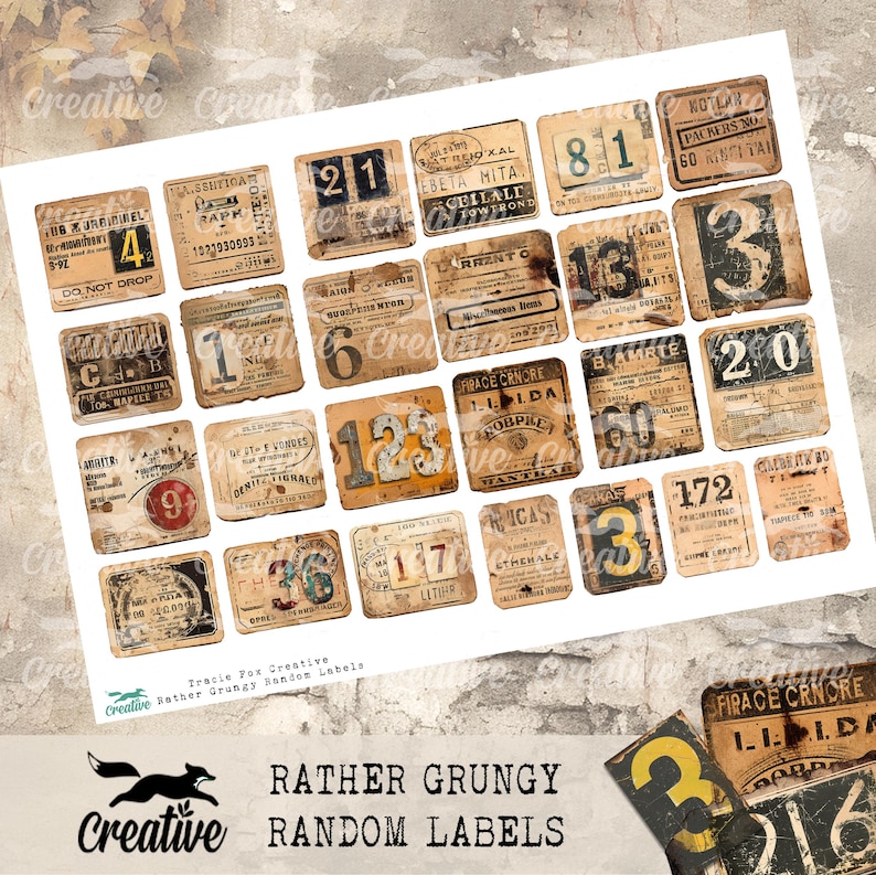 Random Label Texture Rather Grungy RANDOM LABELS, Digital Labels for Journal Making and ...