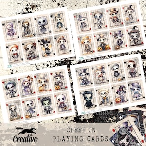 CREEP ON, Kit de efímeras digitales, Tarjetas de diario con temática de naipes, Kit de álbum de recortes de Halloween DIGI23 37