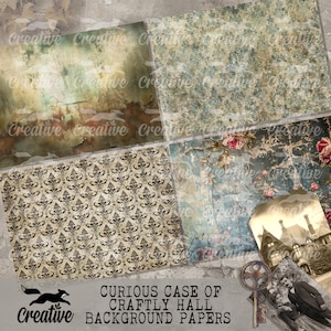 Grungy ACHTERGRONDPAPIEREN, Curious Case of Craftly Hall, digitale papieren DIGI24 26**