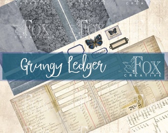 Grungy Ledger, Mini Ephemera Folder Digital Kit DIGI20 48