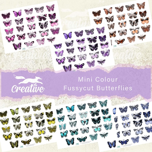 Mini kleur kieskeurig gesneden vlinders, digitale Kit, DIGI21 44
