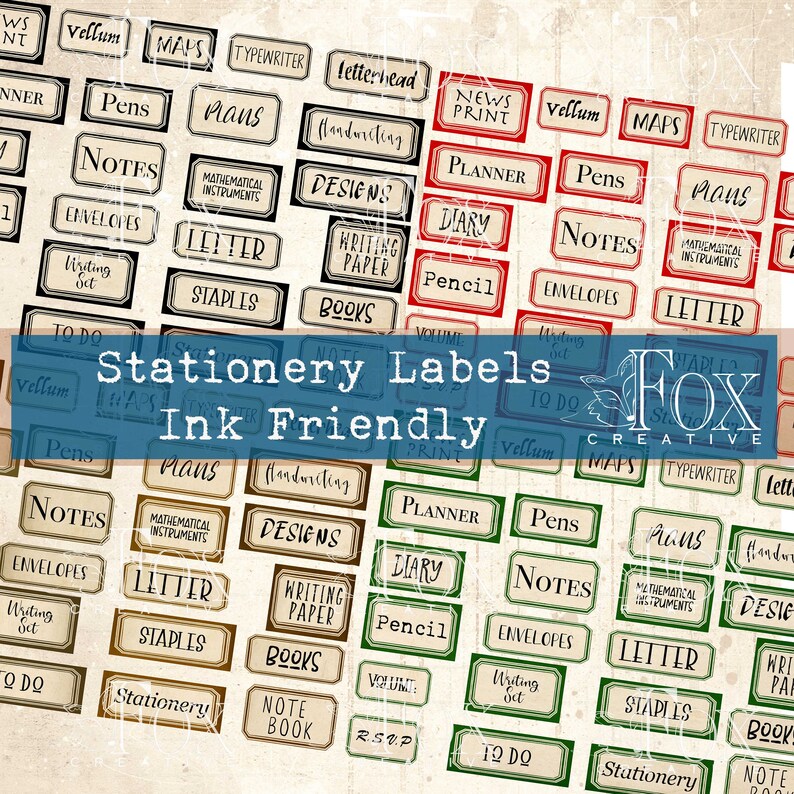 Simple Stationery Labels (ink Friendly Versions) DIGI20 57 - Etsy UK