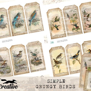 EINFACHE Grungy Vögel, Digital Journal Kit, Printable Scrapbook Ephemera DIGI23 20