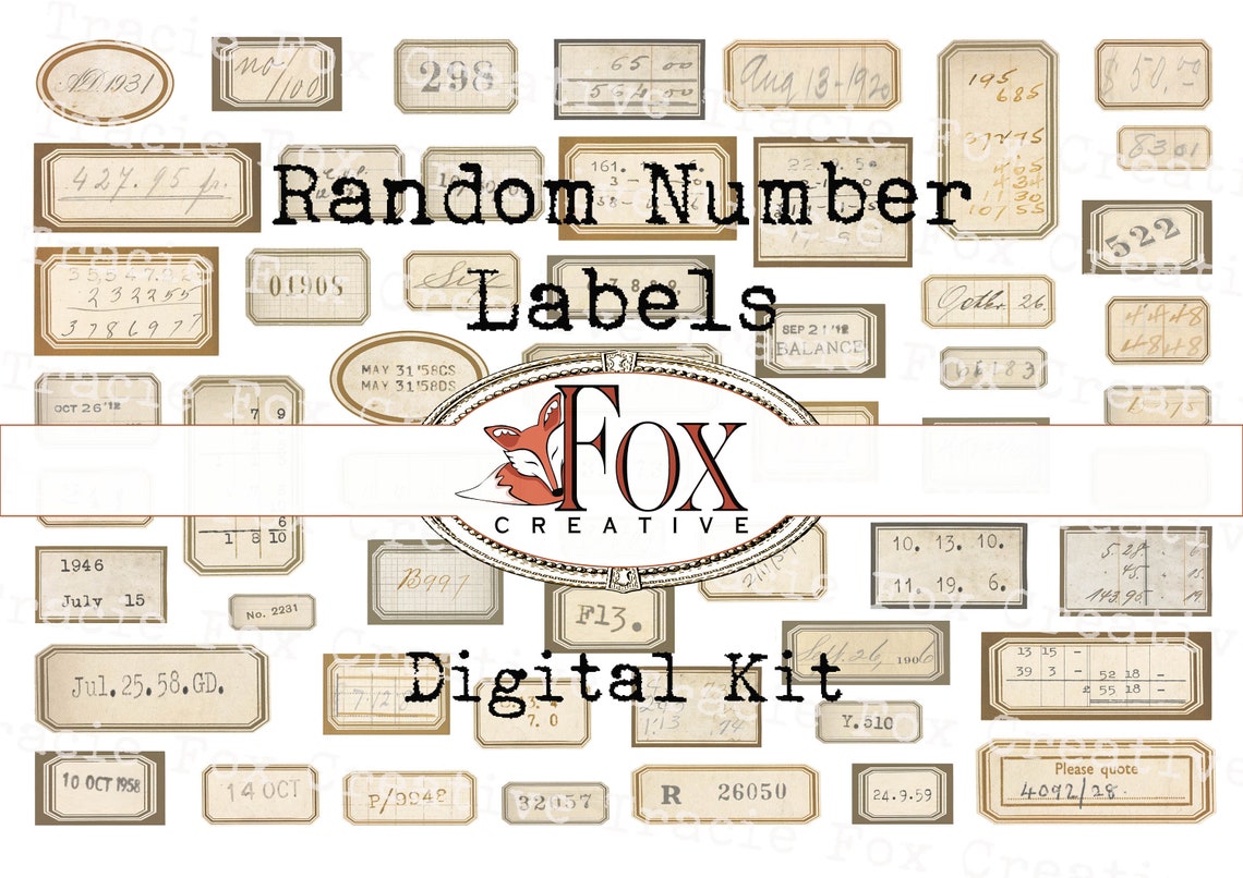 Random Number Labels, Digital Labels DIGI19 93 - Etsy