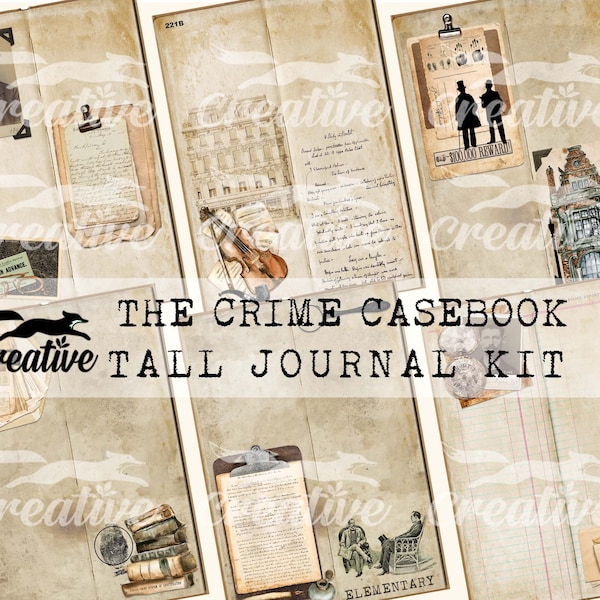 The Crime Casebook: Sherlock Holmes Themed TALL Journal Kit, DIGI23 04. (A4 Only)