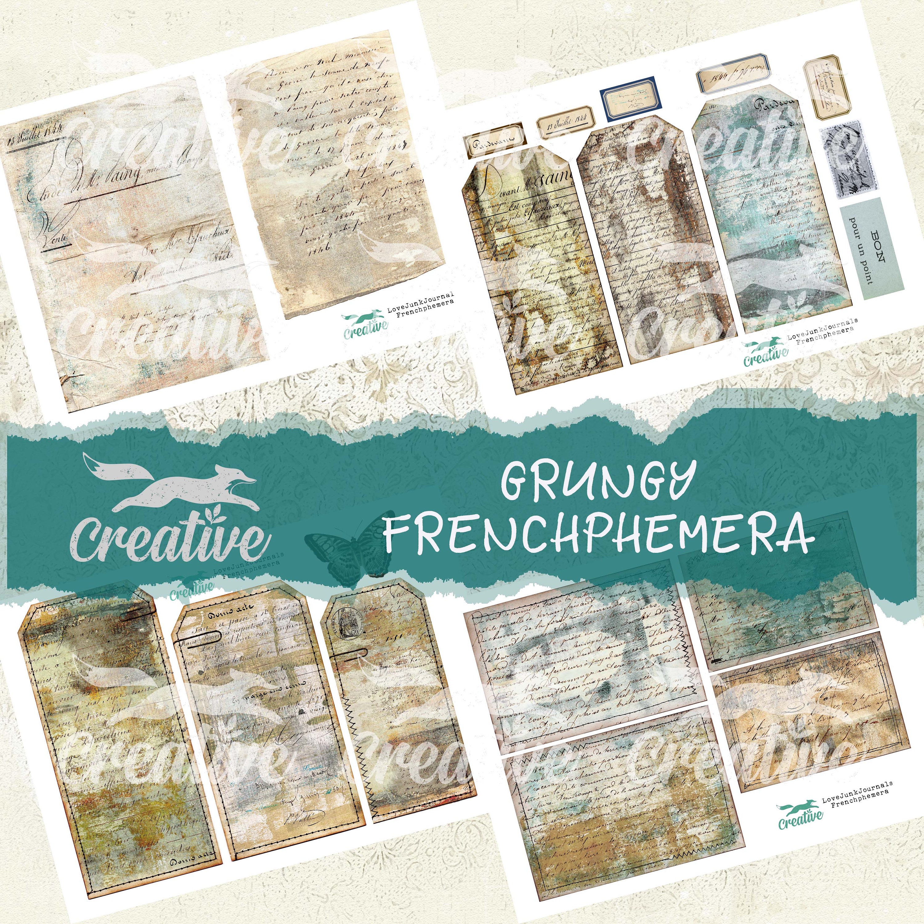 Grungy Frenchphemera, French Ephemera Digital Kit DIGI21 21