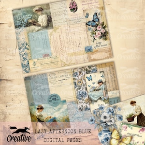 BLUE LAZY AFTERNOON Papiers journal/scrapbooking, kit numérique DIGI25 11